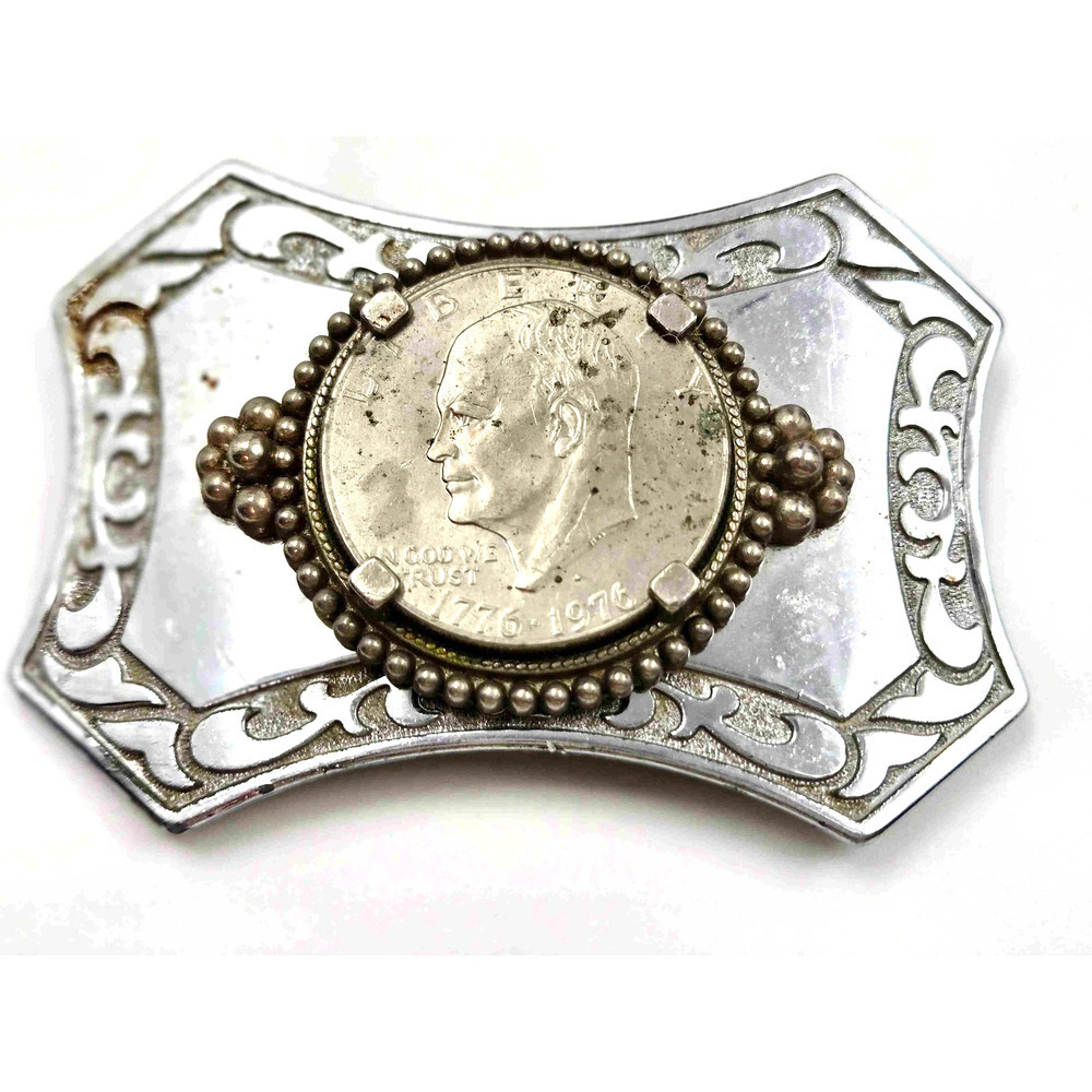 Silver Bicentennial Quarter Mounted Americana Coin Belt Buckle